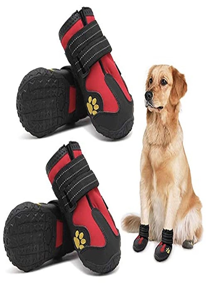 PETANGEL Waterproof Dog Boots for Medium Large Dogs | Dog Rain Boots | Dog Outdoor Shoes with Two Reflective Fastening Straps and Rugged Anti-Slip Sole (Size: 7)